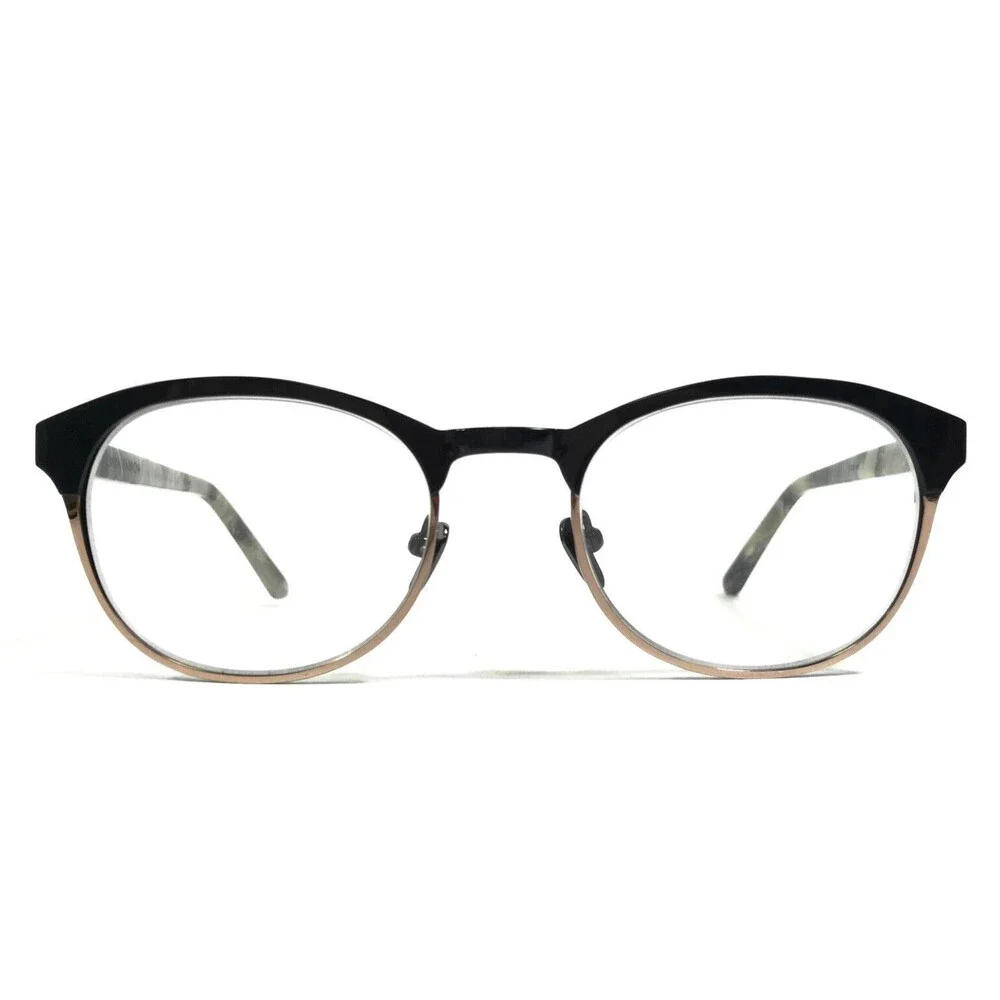 Linda Farrow Luxe Eyeglasses Frames LFL/589/8 Black Grey Gold Round 51-20-140